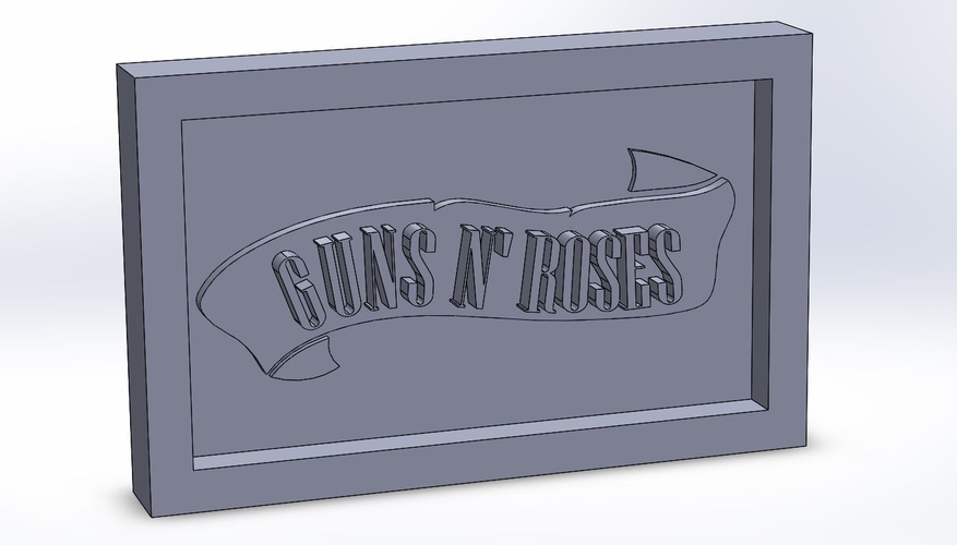 Guns n Roses Logo Plaque Rectangle 3D Print 171117