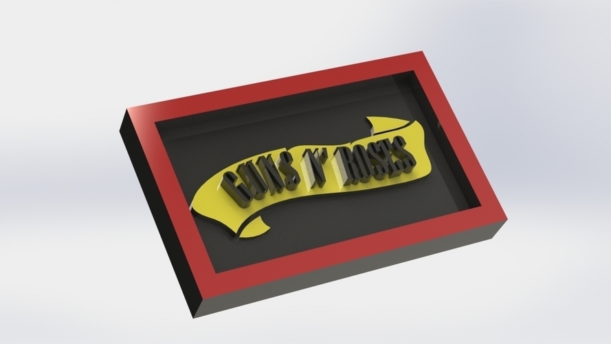 Guns n Roses Logo Plaque Rectangle 3D Print 171118