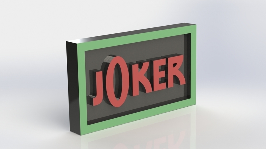 Joker Logo Plaque Rectangle 3D Print 171124