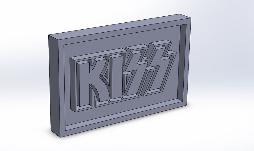 Kiss Logo Plaque Rectangle 3D Print 171127