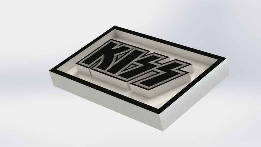 Kiss Logo Plaque Rectangle 3D Print 171128