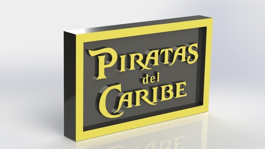 Piratas del Caribe Logo Plaque Rectangle 3D Print 171142