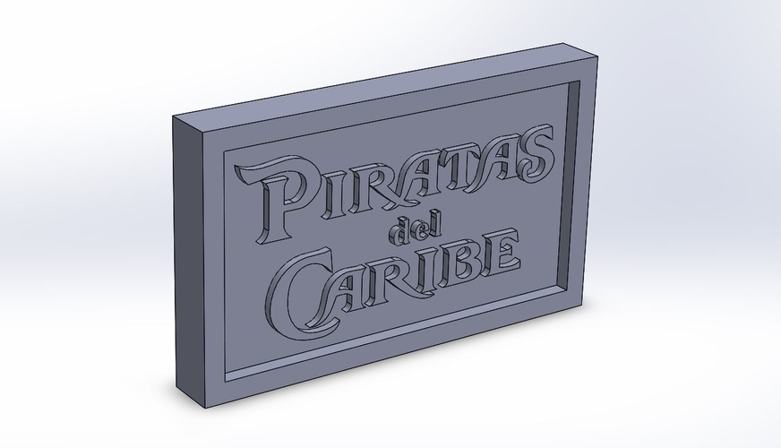 Piratas del Caribe Logo Plaque Rectangle 3D Print 171143