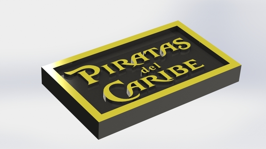 Piratas del Caribe Logo Plaque Rectangle 3D Print 171144