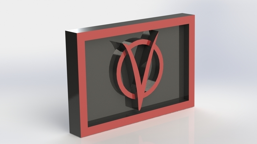 V for Vendetta Logo Plaque Rectangle 3D Print 171371