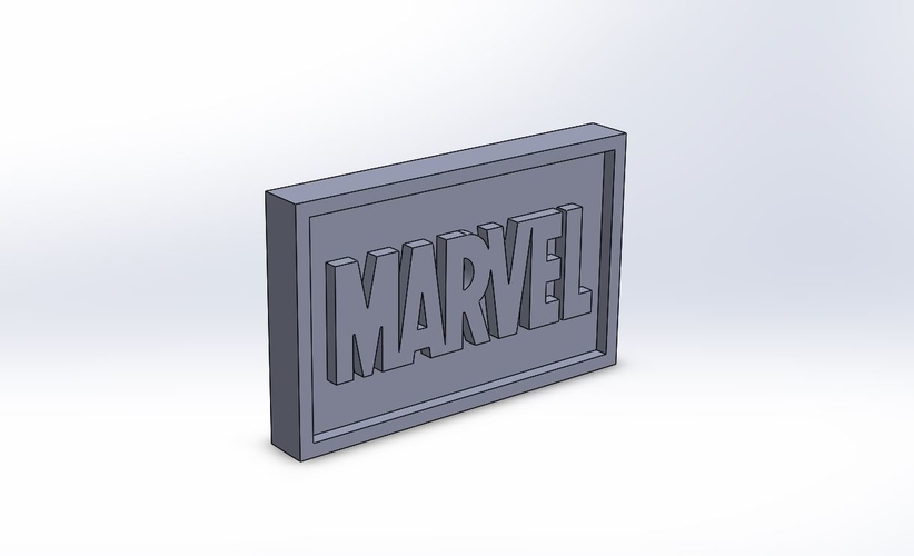 Marvel Logo Plaque Rectangle 3D Print 171377