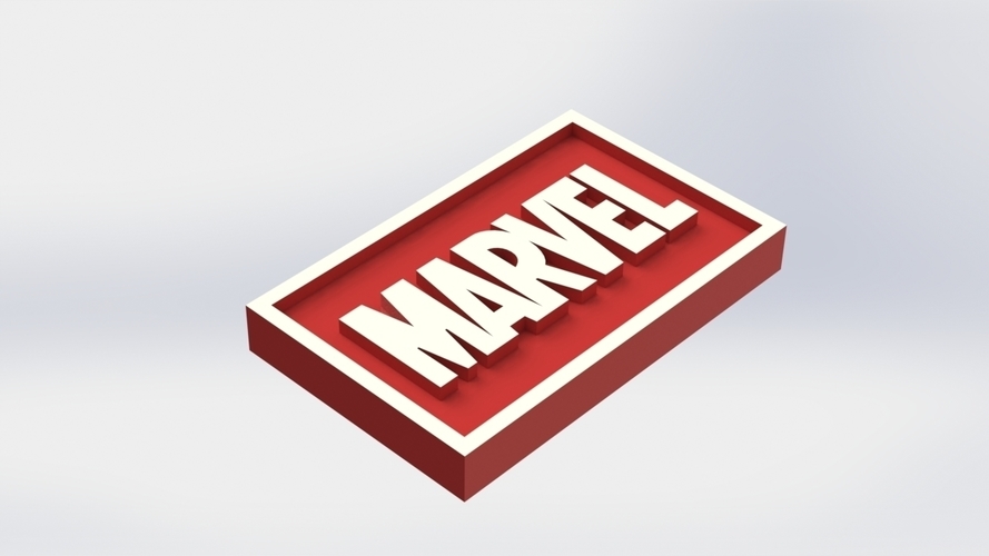 Marvel Logo Plaque Rectangle 3D Print 171378