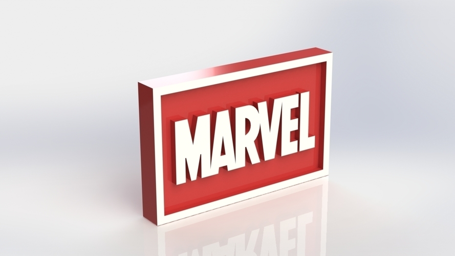 Marvel Logo Plaque Rectangle 3D Print 171379
