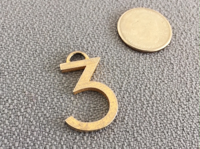 Lucky Number 3 Keychain 3D Print 17400