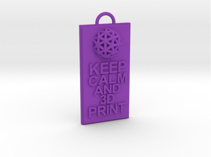 Keep Calm and 3D Print (Hypercube) Keychain 3D Print 17410