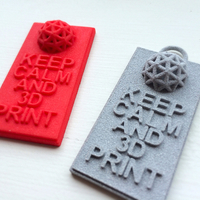 Keep Calm and 3D Print (Hypercube) Keychain - Thumbnail 3