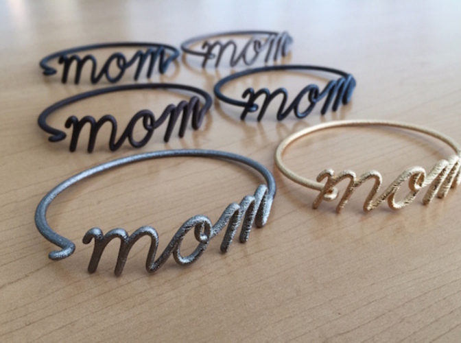 Mom Wire Bracelet (Mother's Day) 3D Print 17418