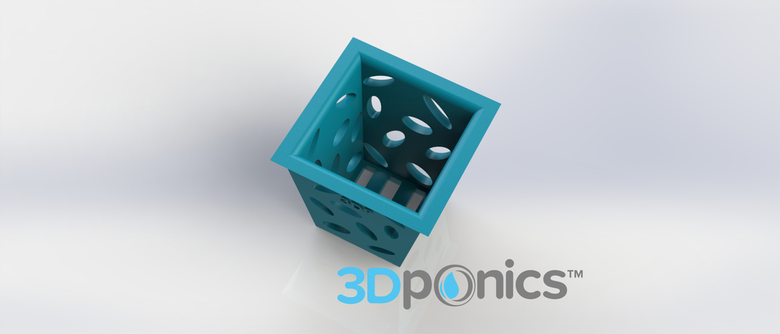 Planter (Square) - 3Dponics Non-Circulating Hydroponics 3D Print 17617