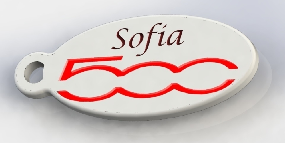 Keychain Fiat 500 with name 3D Print 177312