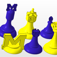 Small University of Michigan Chess Pieces 3D Printing 177721