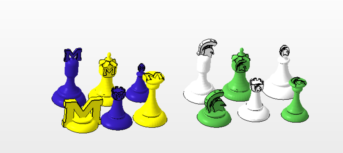 MSU Vs. UofM Chess pieces