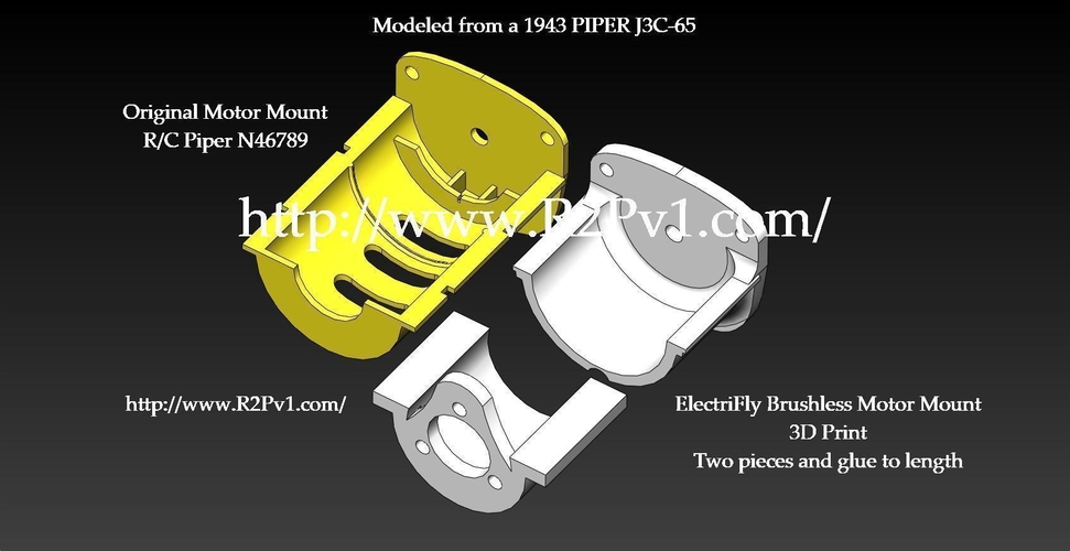 R/C Piper ElectriFly Motor Mount 3D Print 178524