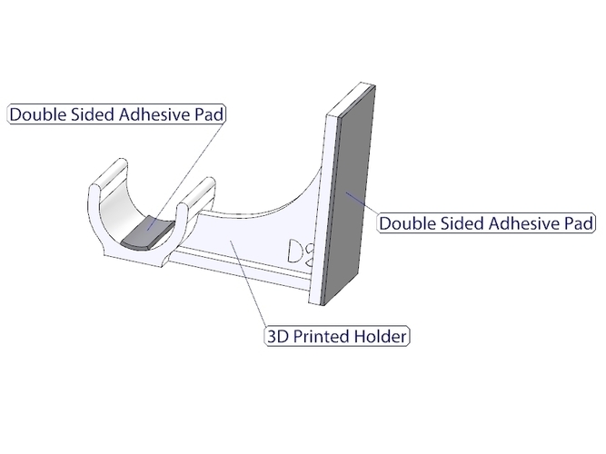 Adhesive Curtain Rod Holder 3D Print 178742