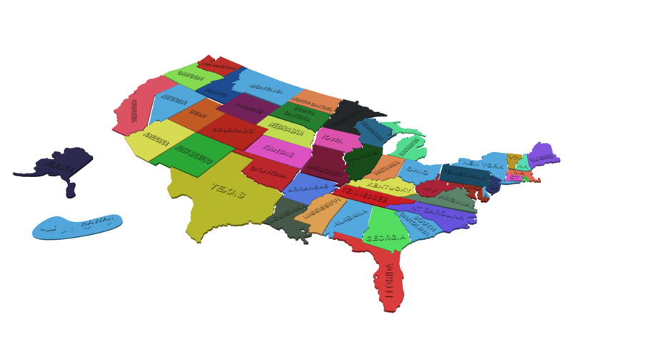 USA States, 3D puzzle, Study Plan 3D Print 178933