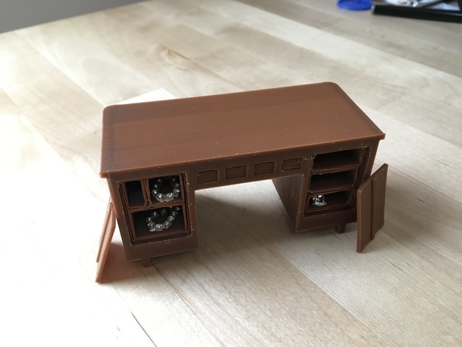 1940s Desk with working drawers and secret compartments (1/18 sc 3D Print 179093