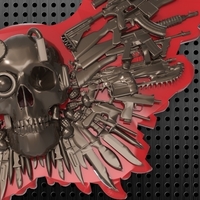 SKULL GUNS KNIVES BELT BUCKLE - Thumbnail 1