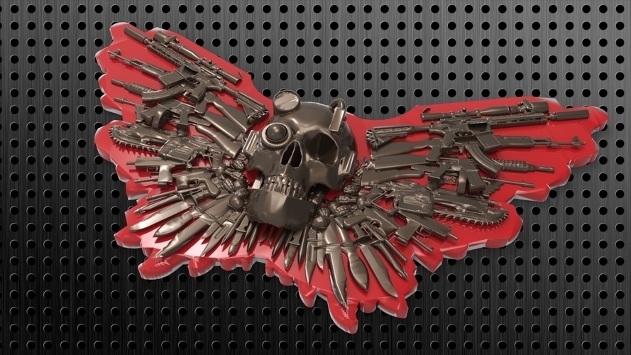 SKULL GUNS KNIVES BELT BUCKLE 3D Print 180452