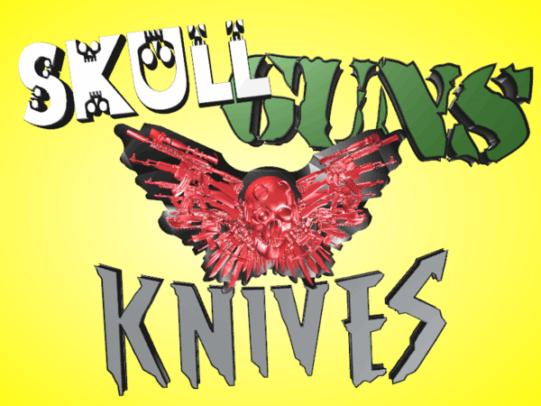 SKULL GUNS KNIVES BELT BUCKLE