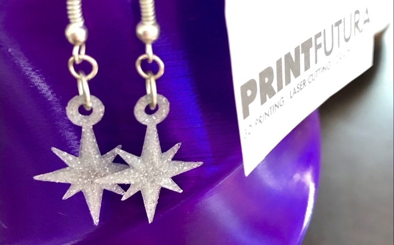 Starflake Earrings 3D Print 180492