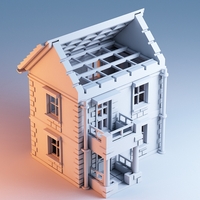 Small Printable Architecture Kit House 1 3D Printing 18061