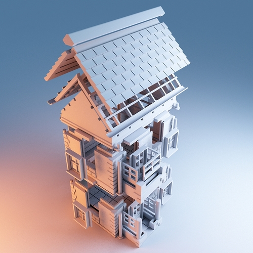 Printable Architecture Kit House 1 3D Print 18063