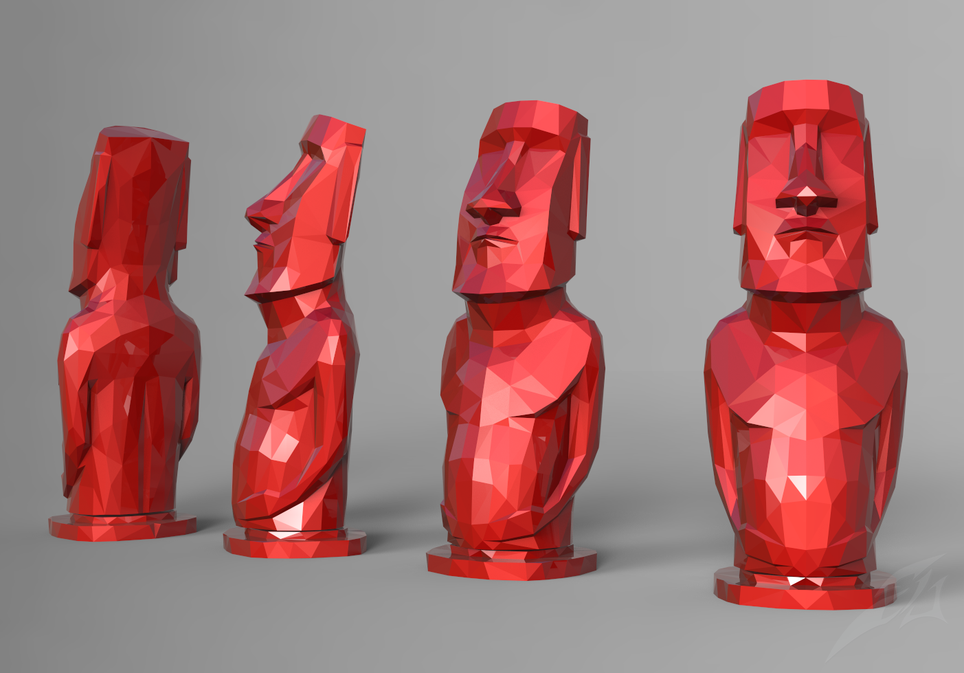 3D Printed Low poly Moai |