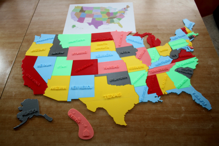 USA States, 3D puzzle, Study Plan 3D Print 181394