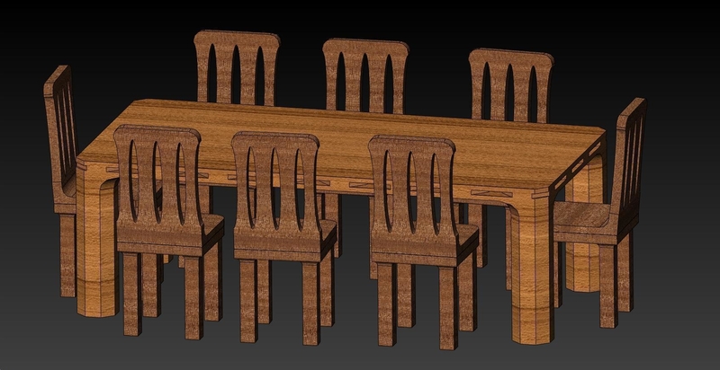 Doll House Furniture - Table1 & Chairs1 Kit