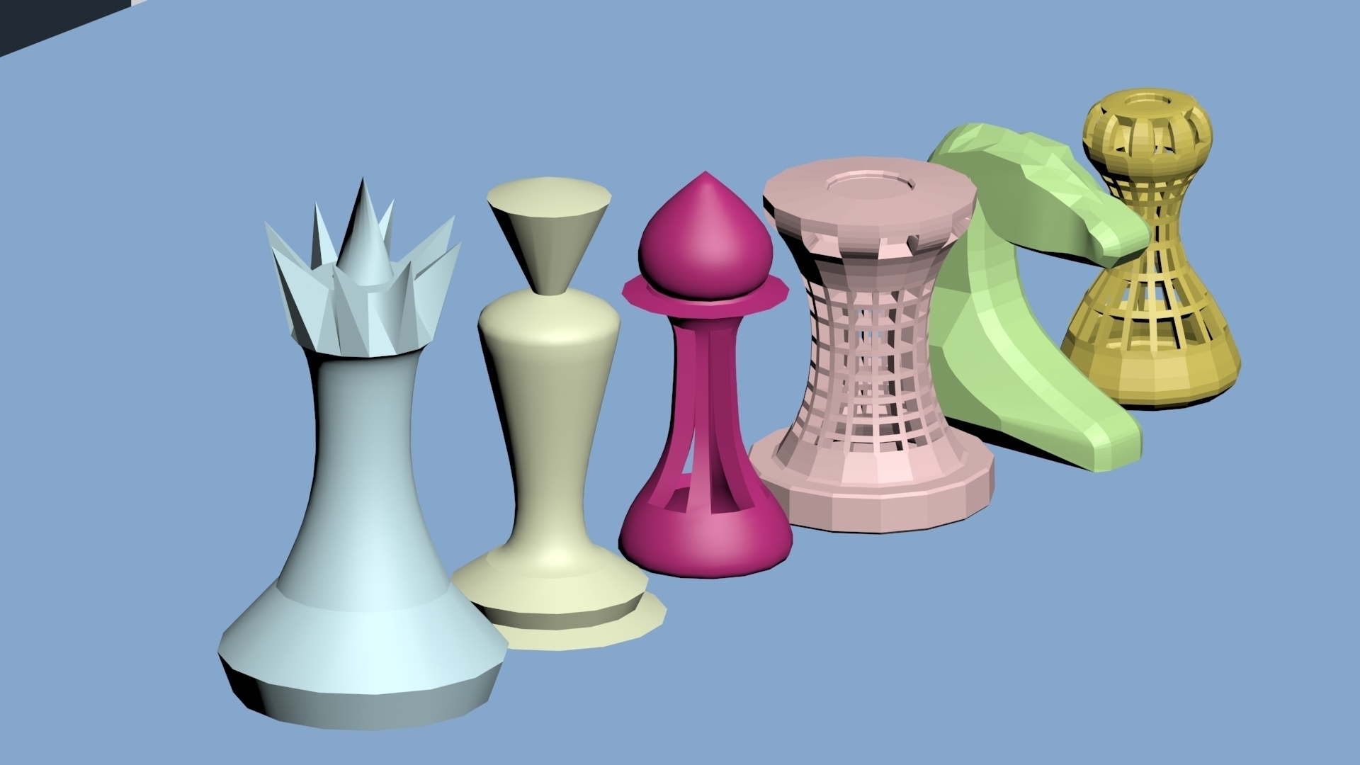 3D Printed LOW POLY 3D CHESS by marceltorigami