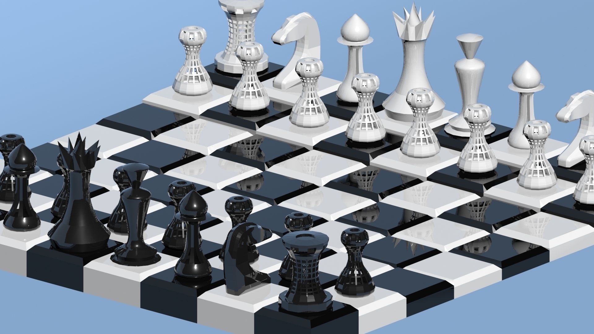 3D Printed LOW POLY 3D CHESS by marceltorigami