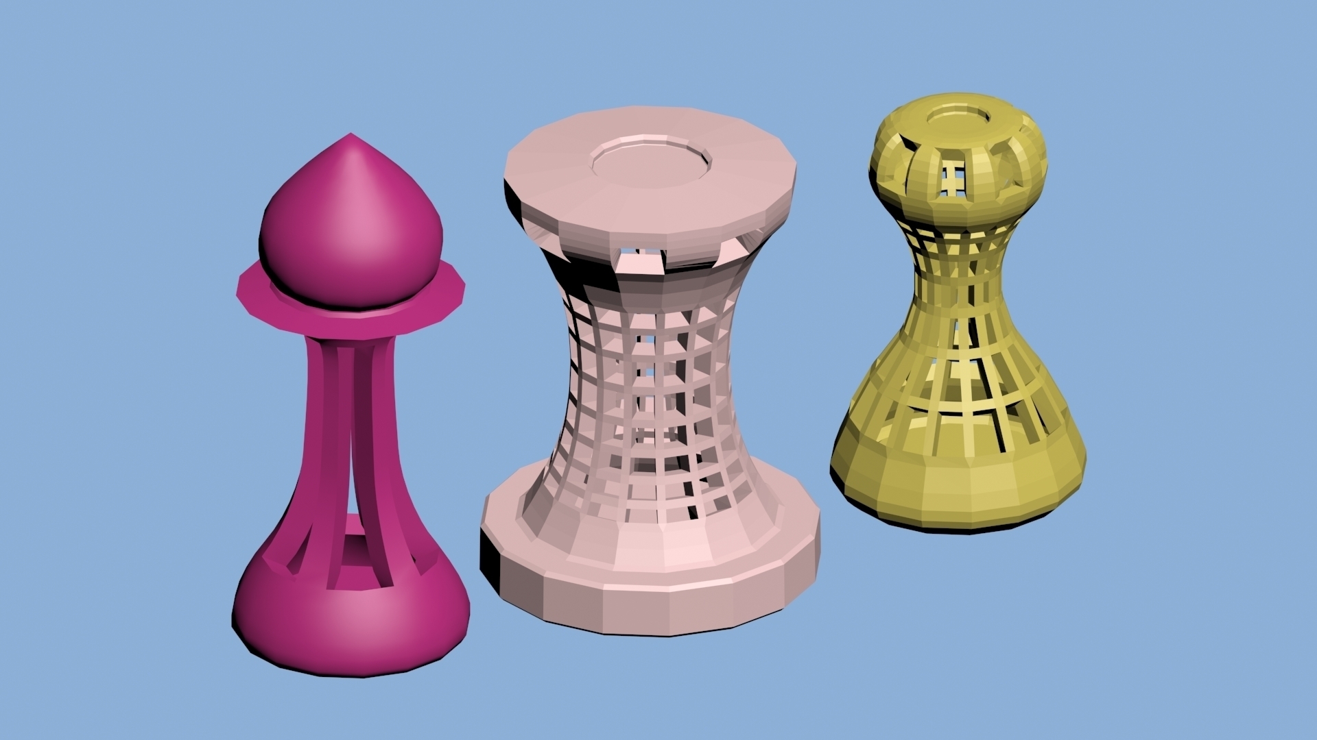 3D Printed LOW POLY 3D CHESS by marceltorigami