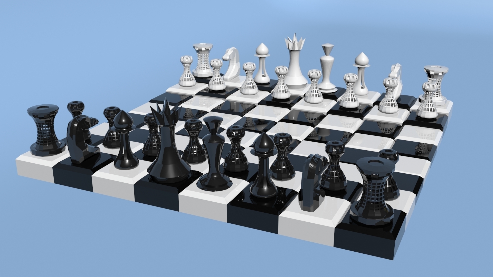 3D Printed LOW POLY 3D CHESS by marceltorigami