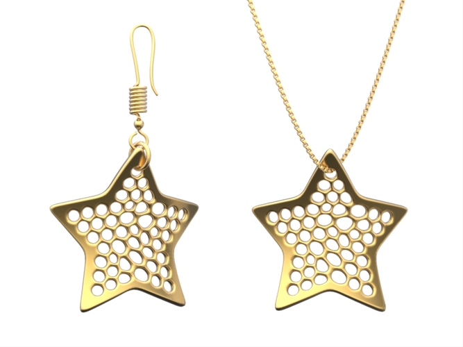 Earring and Necklace star Type 2 3D Print 18270