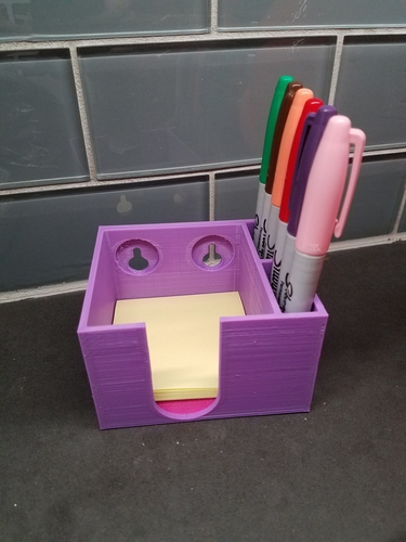 Post-it Box and Pen Holder with and without Screw Holes 3D Print 184153
