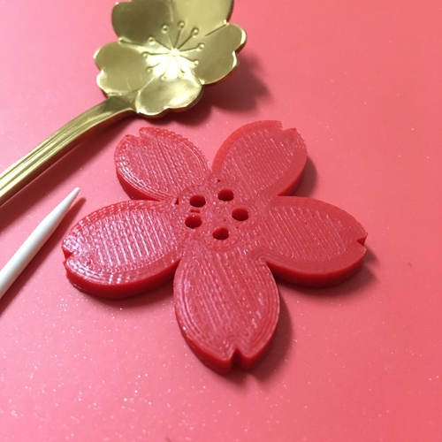 Decorative Cherry Blossom Button 3D Print 184843