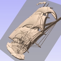 Antique boat 3d bas-relief - Thumbnail 2