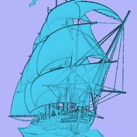 Antique boat 3d bas-relief - Thumbnail 3