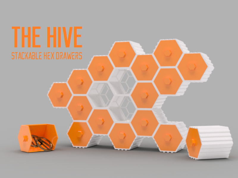 The HIVE - Stackable Hex Drawers
