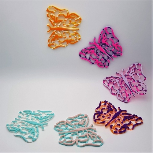Butterfly Coasters - Multi Colour with one Nozzle! 3D Print 185955