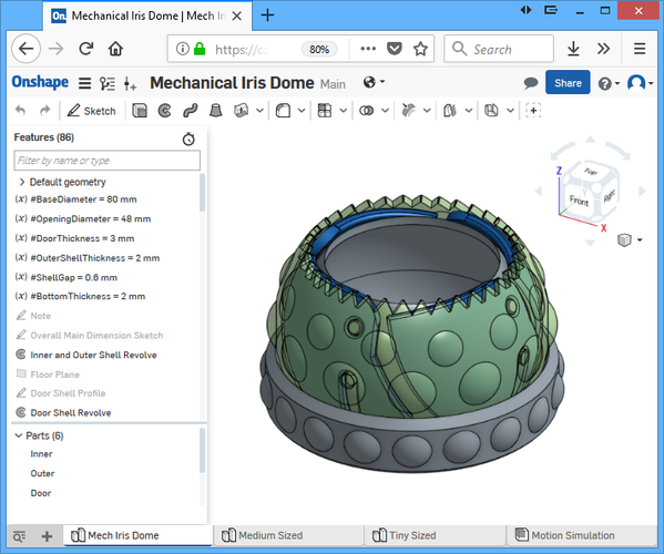 Mechanical Iris Dome Box Print-In-Place 3D Print 186370