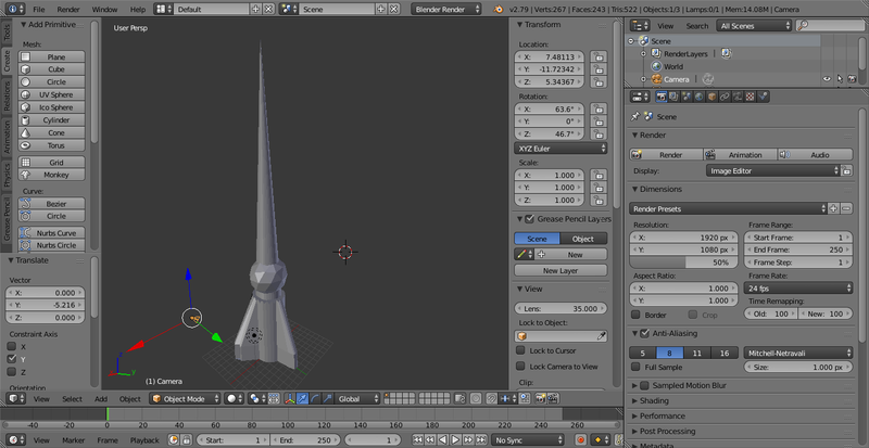 Low poly rocket