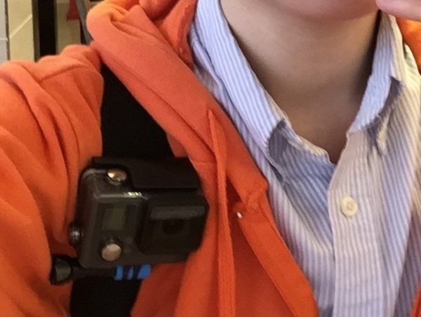 The connector of GoPro on a bag