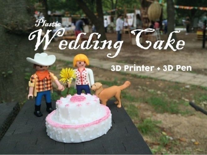 Plastic Wedding Cake = 3D Printed + 3D Pen 3D Print 187778