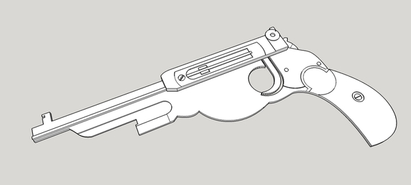 Jenga gun, 1894 Bergmann automatic pistol.
