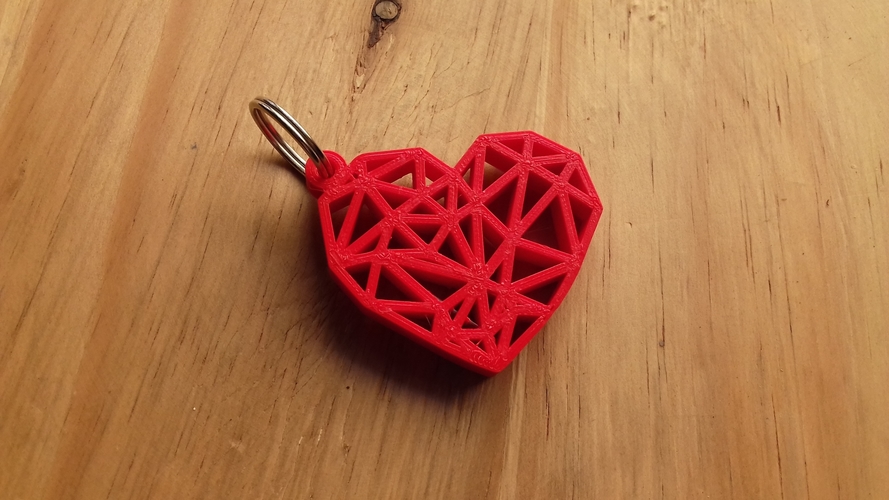 Geometric Heart Key Ring 3D Print 189246